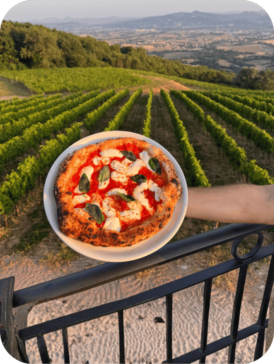 Pizza making experience in a panoramic setting in Umbria